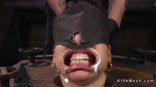 Hogtied slave gagged and paddled