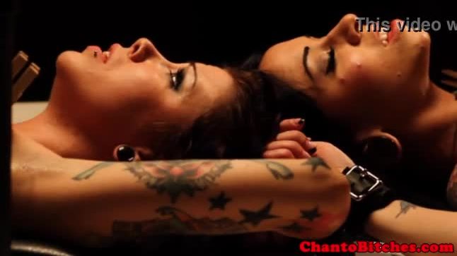 Lezdom mistress uses pegs on her subs